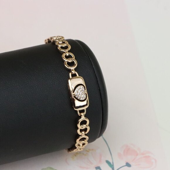 "Elegant Heart Charm Rose Gold Bracelet in High-Polish Finish, XPBL0899 - Picture 10 of 12